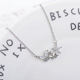 925 Silver Zirconia Butterfly Pendant Necklace for Women