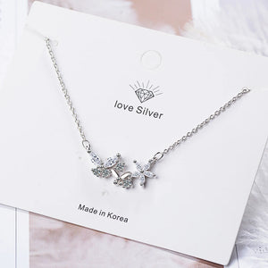 925 Silver Zirconia Butterfly Pendant Necklace for Women
