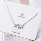 925 Silver Zirconia Butterfly Pendant Necklace for Women