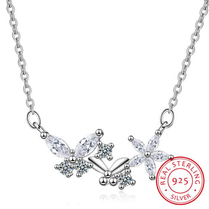 925 Silver Zirconia Butterfly Pendant Necklace for Women