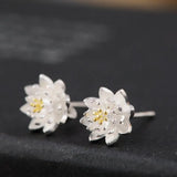 925 Silver Flower Stud Earrings Vintage Wedding Jewelry for Girls