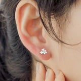 925 Silver Flower Stud Earrings Sweet Petal Forest System Earring