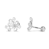925 Silver Flower Stud Earrings Sweet Petal Forest System Earring