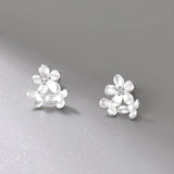 925 Silver Flower Stud Earrings Sweet Petal Forest System Earring