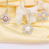 925 Silver Flower Zircon Pendant, Natural Pearl Necklace
