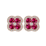 925 Sterling Silver Flower Zircon Rose Earrings European American Ear Jewelry