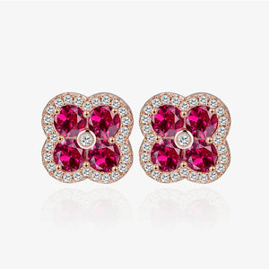 925 Sterling Silver Flower Zircon Rose Earrings European American Ear Jewelry