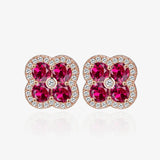 925 Silver Flower Zircon Earrings European American Jewelry