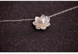 925 Silver Flower Shell Pearl Necklace Pendant Gift