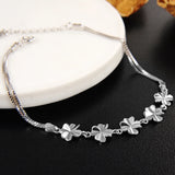 925 Silver Flowers Bracelet Romantic Style for Women Girls - Fine Jewelry