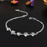 925 Silver Flowers Bracelet Romantic Style for Women Girls - Fine Jewelry