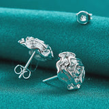 925 Silver Flowers Stud Earrings Party Wedding Gift Jewelry