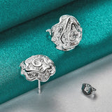 925 Silver Flowers Stud Earrings Party Wedding Gift Jewelry