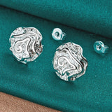 925 Silver Flowers Stud Earrings Party Wedding Gift Jewelry