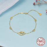 925 Silver Foot Bracelet Zircon Heart Love Ankle Chains