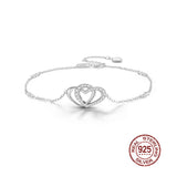 925 Silver Foot Bracelet Zircon Heart Love Ankle Chains