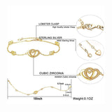 925 Silver Foot Bracelet Zircon Heart Love Ankle Chains