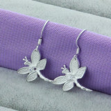 925 Silver Dragonfly Necklace Earrings Set