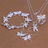 925 Silver Dragonfly Necklace Earrings Set