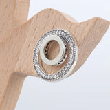 925 Silver Forever Circle Pan Earring Crystal Stud Wedding Jewelry