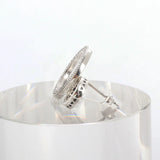 925 Silver Forever Circle Pan Earring Crystal Stud Wedding Jewelry