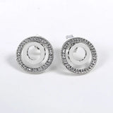 925 Silver Forever Circle Pan Earring Crystal Stud Wedding Jewelry