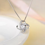 925 Silver Forever Heart Clover Flower Necklace for Women