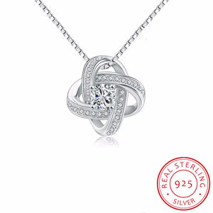 925 Silver Forever Heart Clover Flower Necklace for Women