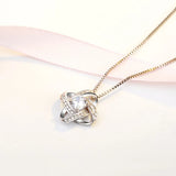 925 Silver Forever Heart Clover Flower Necklace for Women