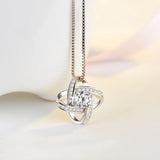 925 Silver Forever Heart Clover Flower Necklace for Women