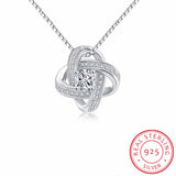 925 Silver Forever Heart Clover Flower Necklace for Women