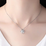 925 Silver Forever Heart Zirconia Clover Flower Necklaces & Pendants