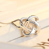 925 Silver Forever Heart Zirconia Clover Flower Necklaces & Pendants