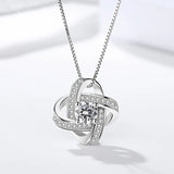 925 Silver Forever Heart Zirconia Clover Flower Necklaces & Pendants