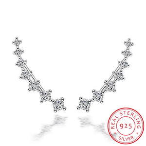 925 Silver 7 Stars Zirconia Clip Earrings Ear Cuff Boucle D'oreille