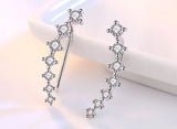 925 Silver 7 Stars Zirconia Clip Earrings Ear Cuff Boucle D'oreille
