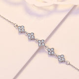 925 Silver Four Leaf Bracelet, Party Gemstone Bracelet