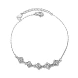 925 Silver Four Leaf Bracelet, Party Gemstone Bracelet