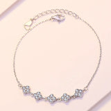 925 Silver Four Leaf Bracelet, Party Gemstone Bracelet