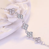925 Silver Four Leaf Bracelet, Party Gemstone Bracelet