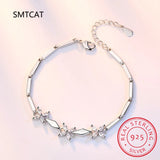 925 Silver Clover Moissanite Gemstone Bangle Charm Bracelet