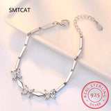 925 Silver Clover Moissanite Gemstone Bangle Charm Bracelet