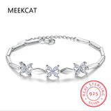 925 Silver Four Leaf Clover Moissanite Bangle Bracelet