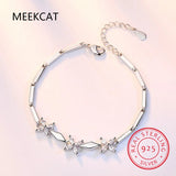925 Silver Four Leaf Clover Moissanite Bangle Bracelet
