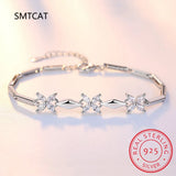 925 Silver Clover Moissanite Gemstone Bangle Charm Bracelet