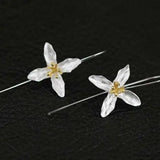 925 Silver 4 Leaf Clover Earrings Long Drop Women Brincos Fine Jewelry