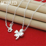 925 Silver Four Leaves Clover Pendant Necklace 18 Inch Chain Gift