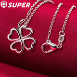 925 Sterling Silver Clover Pendant Necklace 18 Inch Chain Gift for Women