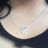 925 Silver Four Leaf Clover Pendant Necklace 18-Inch Chain