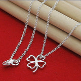 925 Silver Four Leaf Clover Pendant Necklace 18-Inch Chain